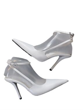 Zara White Pointed Toe Ankle-Strap Stiletto Heels Size 8